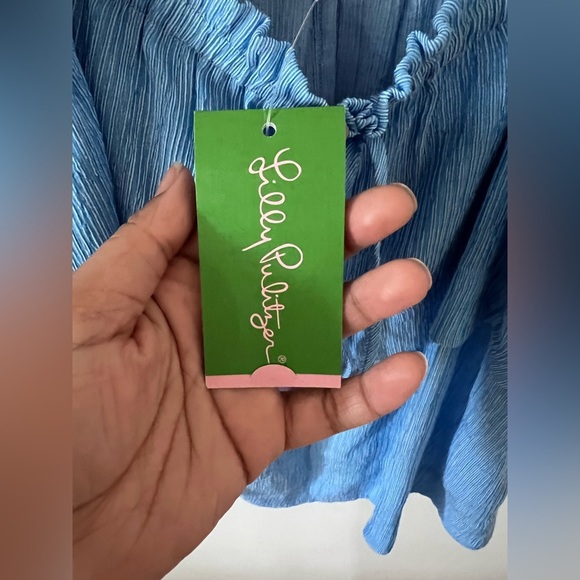 NWT Lilly Pulitzer Lapis Blue Seersucker Mays Top |Size Medium| - Picture 8 of 8